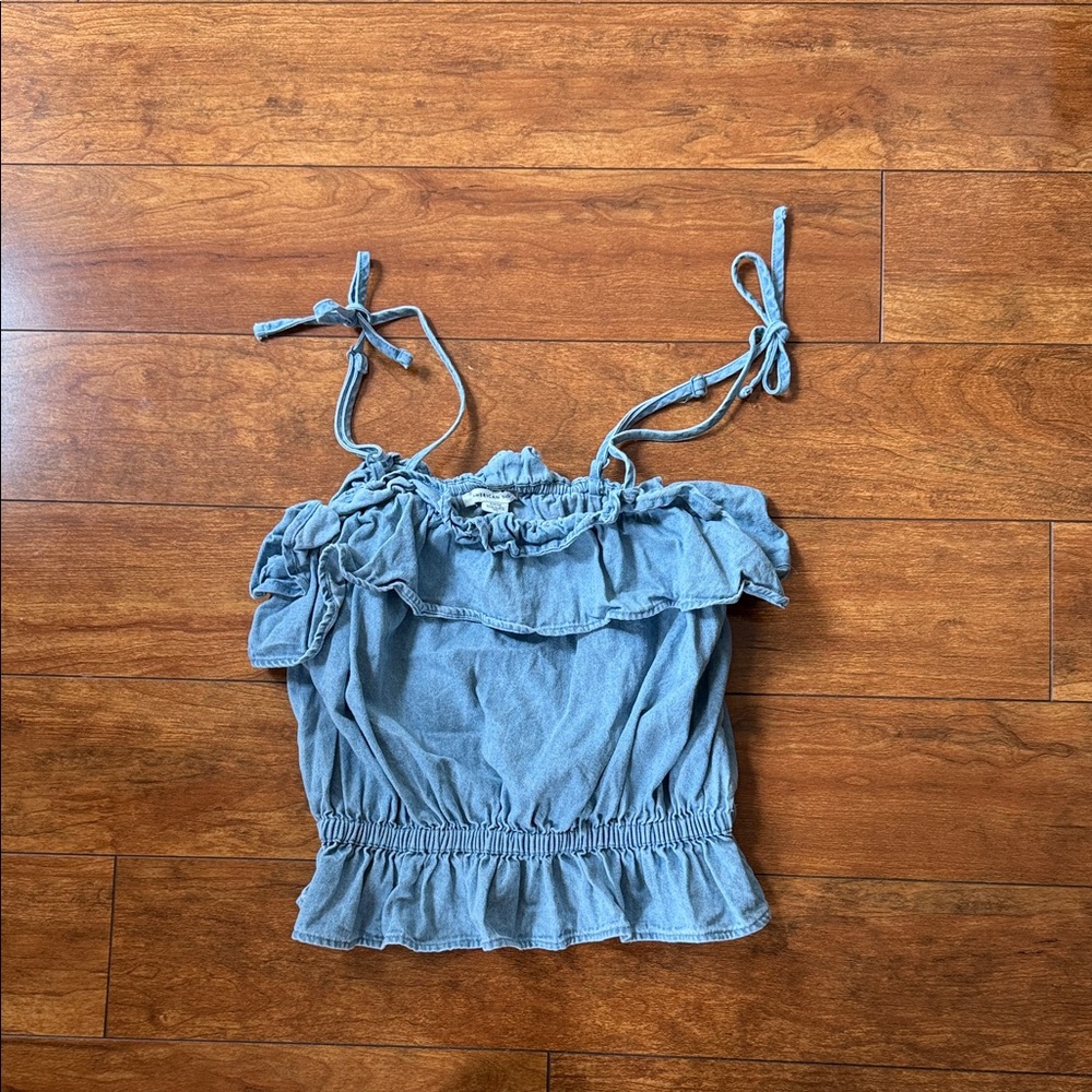 Elegant Blue Ruffled Camisole Top